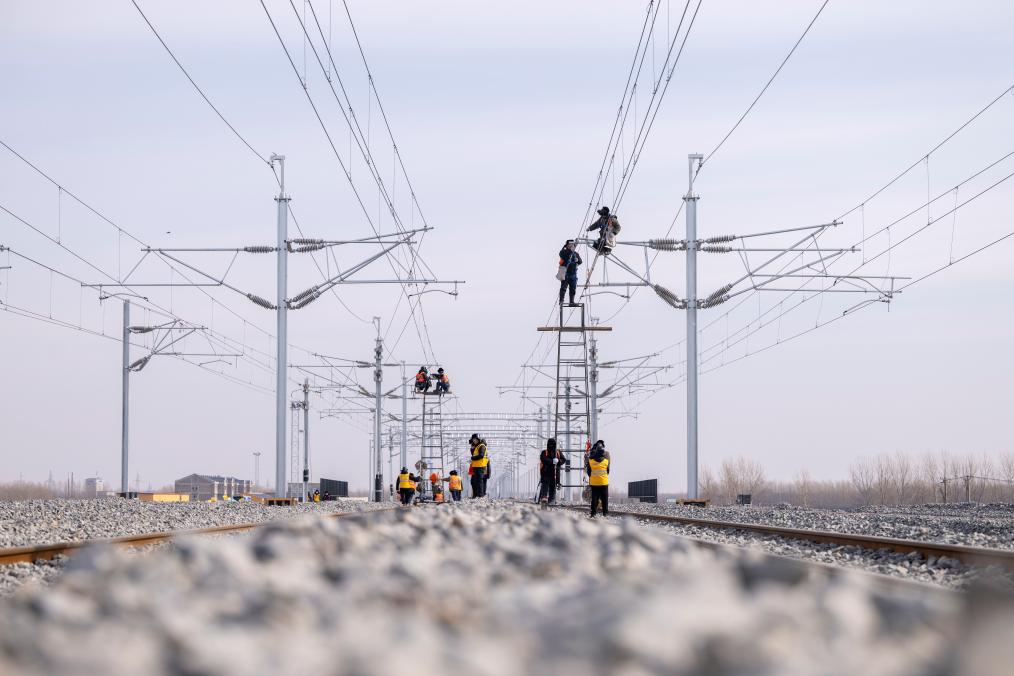 Sitio de construcción del ferrocarril de alta velocidad Harbin-Yichun en Heilongjiang