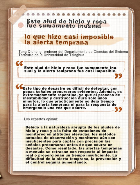 ¡Extremo, sumamente inusual! ¿Por qué los expertos afirman que era casi imposible alertar con anticipación sobre esta avalancha de hielo y rocas?