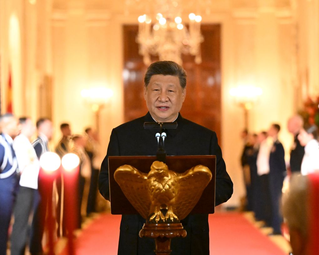 El presidente chino, Xi Jinping, pronuncia un discurso en un banquete de bienvenida, en la Casa Blanca, en Washington D. C., Estados Unidos, el 24 de septiembre de 2026. Xi asistió el jueves a un banquete de bienvenida ofrecido en la Casa Blanca por el presidente estadounidense, Donald Trump. (Xinhua/Xie Huanchi)