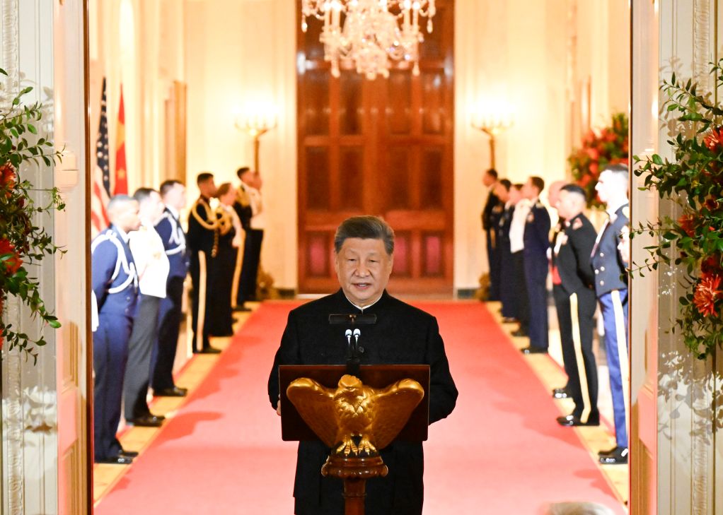 El presidente chino, Xi Jinping, pronuncia un discurso en un banquete de bienvenida, en la Casa Blanca, en Washington D. C., Estados Unidos, el 24 de septiembre de 2026. Xi asistió el jueves a un banquete de bienvenida ofrecido en la Casa Blanca por el presidente estadounidense, Donald Trump. (Xinhua/Shen Hong)