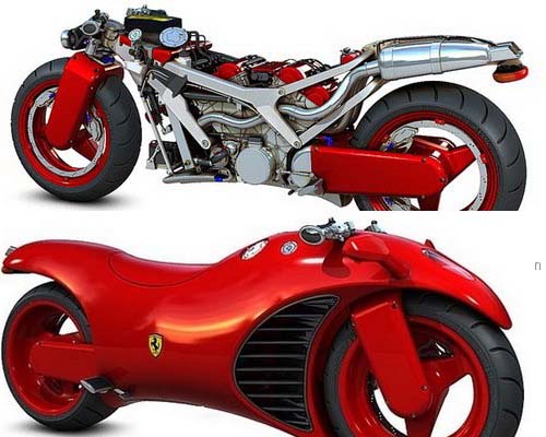 Idea diseñadora de la motocicleta Farrari V4 es inspiraada en de avión de combate F-16