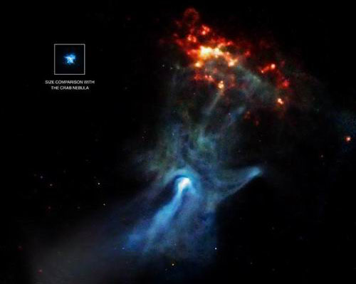 Astrónomos han descubierto recientemente un joven pulsar parecido a “la mano de Dios”