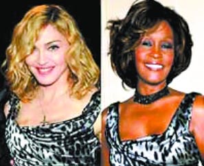 Whitney Houston reaparece vestida igualmente como Madonna el mismo día