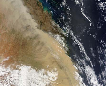 NASA da a conocer foto satelital de tempestad de arena raramente vista en Australia