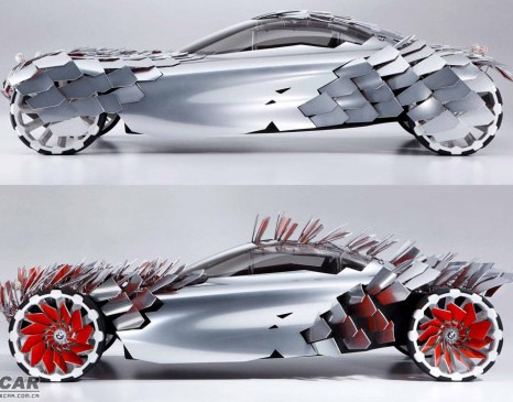 Estréna Lovos, auto de concepto BMW, como coche extraterrestre con escamas