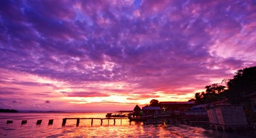 Sol poniente hermoso en todo el mundoPanamá