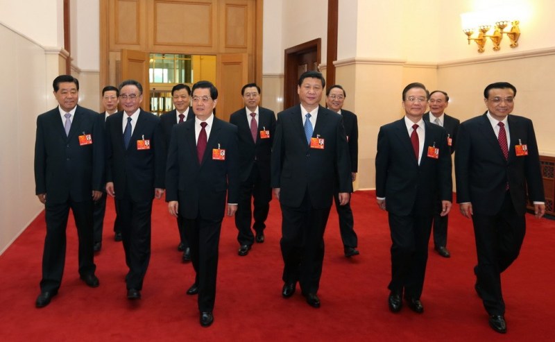 Fotografías de la entrada de los líderes chinos en cada dos sesiones